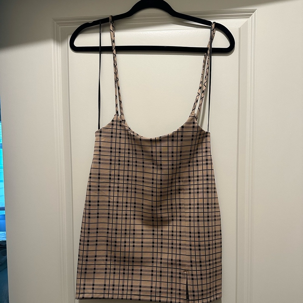 PLAID SPAGHETTI STRAP JUMPER DRESS